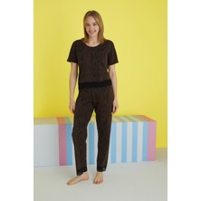 Siyah İnci Çok Renkli Pamuklu Örme Pijama Takım