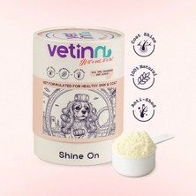 Vetinn Shine On - Köpek Deri ve Tüy Sağlığı Destekleyici, Toz Form, Dökülme Karşıtı, Tüy Parlaklığı, Kolay Taranan Tüyler