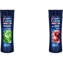 Kepeğe Karşı Etkili Şampuan Günlük Arınma ve Ferahlık 350 ml ve Clear Men Kepeğe Karşı Etkili Şampuan Hızlı Stil 2'si 1 Arada Kolay Şekil Alan Saçlar 350 ml Mavi