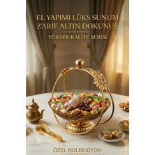 Jasper Saray Gold Yaprak Detaylı Sunumluk Şekerlik Nikah Şekerliği Nişan Sunumluğu Sunumluk Tepsisi Özel Ko