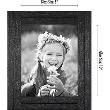 8X10 Rustik Resim Çerçevesi Kömür Siyahı Dokulu Ahşap ve Cilalı Camlı - Duvar ve Masa Üstü Için Yatay ve Dikey Formatlar