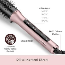 Volume Boost Iyon Etkili 4 Isı Ayarlı Seramik Isıtıcı Gövdeli Termal Saç Fırçası Pembe HSB200E