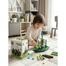 True Toys Ahşap Tasarım Blokları 100 Parça - Eğitici Renkli Denge ve Yapı Inşa Oyuncak Seti