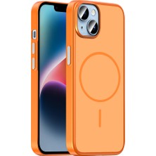 HTstore iPhone Uyumlu 13 Kılıf M-Safe Şarj Özellikli Zore Lora Pc Kapak-Turuncu