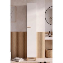 Robin Home Porto Tek Kapaklı Ahşap Ayaklı Çok Amaçlı Banyo Boy Dolabı Dar Alan Düzenleyici Beyaz