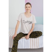Siyah İnci Çok Renkli Pamuklu Örme Pijama Takım