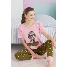 Siyah İnci Çok Renkli Pamuklu Örme Pijama Takım