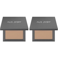 Kompakt Pudra - 12 Saate Kadar Kalıcılık - Soğuk-Nötr Cilt Alt Tonu - Compact Powder 11 Caramel (2 Paketi)