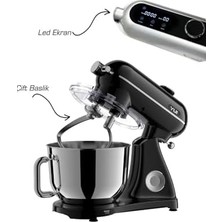 M122 Plus Easy Chef Dc Motor Stand Mikser Çift Başlıklı Hoparlör Özellikli Siyah
