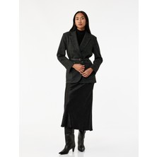Koton Balık Form Slim Fit Dokulu Saten Midi Etek