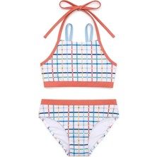 OZMOZ 50 Uv Korumalı Renkli Ekose Kız Çocuk Yüzücü Bikini