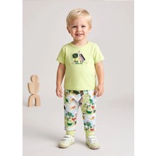 OZMOZ Organik Dino Nakışlı Yeşil Yazlık Erkek Bebek Takım
