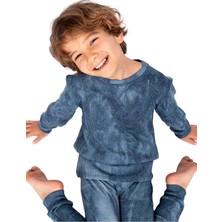 OZMOZ Yumuşacık Örme Baharlık Erkek Çocuk Pijama Takımı Indigo Eskitme