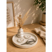 Masalsı Concept Beton Söz Nişan Tepsisi Dekoratif Tepsi Yüzüklük ve Makas Oda Dekoru Salon Sehpa Dekoru Vazo Dahildir