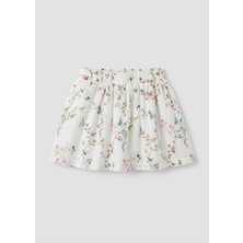 OZMOZ Organik Çiçekli Beyaz Yazlık Kız Bebek Skort Etek
