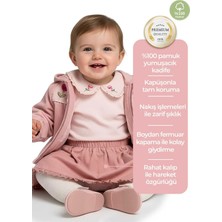 OZMOZ Kadife Nakışlı Kapüşonlu Pembe Kışlık Kız Bebek Ceket
