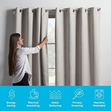 Karartma Perdesi 2 Panelli Set; Beyaz Perdeler 250 cm Uzunluk; Isı Yalıtımlı, Gürültü Azaltıcı