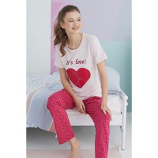 Siyah İnci Çok Renkli Pamuklu Örme Pijama Takım