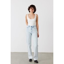 Facette Tina Straight Fit Jean Buz Mavisi