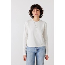 Facette Uzun Kol Basic Tişört Off White