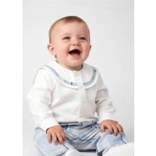 OZMOZ Yakası Şeritli Beyaz Baharlık Erkek Bebek Gömlek