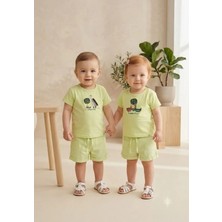 OZMOZ Organik Yeşil Dokuma Yazlık Unisex Bebek Şort