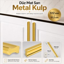 Badem10 Özen 512 mm 51.2 mm Düz Mat Sarı Mobilya Kulp Uzun Çekmece Dolap Kapak Kulpu Modern Metal Tasarım