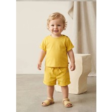 OZMOZ Organik Sarı Basic Yazlık Unisex Bebek Tshirt