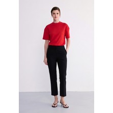 Facette Shape Crop Fit Pantolon Siyah