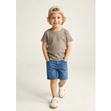 OZMOZ Organik Nakışlı Karamel Yazlık Minik Erkek Çocuk Tshirt