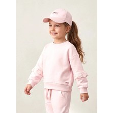 OZMOZ Organik Dantelli Pembe Minik Kız Çocuk Sweatshirt