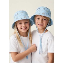 OZMOZ Deniz Temalı Mavi Bucket Şapka %100 Pamuk  Desenli Yazlık Unisex Çocuk