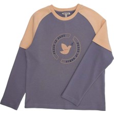 OZMOZ Organik Pamuk Çift Renk Uzun Kollu Baskılı Kışlık Erkek Çocuk Sweatshirt