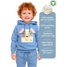 OZMOZ Organik Kapüşonlu Mavi Minik Erkek Çocuk Sweatshirt
