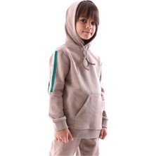 OZMOZ Organik Açık Kahve Kapüşonlu Şardonlu Kışlık Erkek Çocuk Sweat