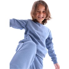 OZMOZ Organik Mavi Logo Nakışlı Kışlık Erkek Çocuk Sweatshirt