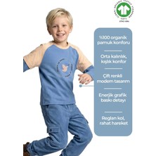 OZMOZ Organik Pamuk Çift Renk Uzun Kollu Baskılı Kışlık Erkek Çocuk Sweatshirt