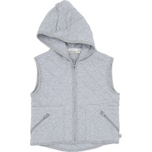 OZMOZ Unisex Çocuk Kapitone Gri Kapüşonlu Spor Yelek