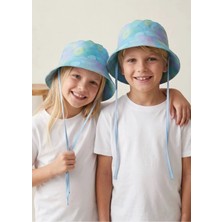 OZMOZ %100 Pamuk Renkli Mavi Yazlık Unisex Çocuk Bucket Şapka