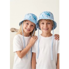 OZMOZ %100 Pamuk Okyanus Temalı Mavi Yazlık Unisex Çocuk Bucket Şapka
