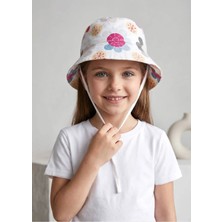 OZMOZ %100 Pamuk Çiçekli Yazlık Kız Çocuk Bucket Şapka