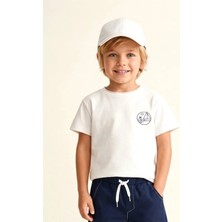 OZMOZ Organik Sırtı Baskılı Beyaz Minik Erkek Çocuk Tshirt