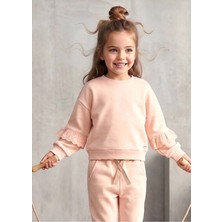 OZMOZ Organik Dantelli Yavruağzı Minik Kız Çocuk Sweatshirt