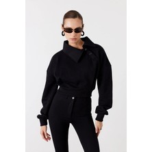 Facette Pulse Crop Sweatshirt Siyah