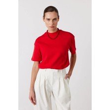 Facette Core Dik Yaka Kısa Kollu T-Shirt Kırmızı