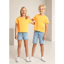 OZMOZ Organik Koyu Sarı Basic Yazlık Unisex Çocuk Tshirt