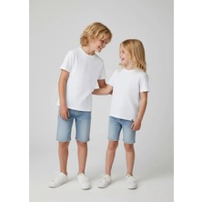 OZMOZ Organik Beyaz Basic Yazlık Unisex Çocuk Tshirt