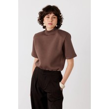 Facette Dik Yaka Zıbınlı Sweatshirt Vizon
