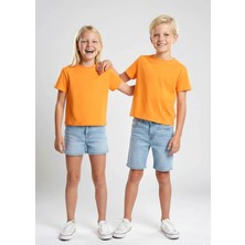 OZMOZ Organik Turuncu Basic Yazlık Unisex Çocuk Tshirt