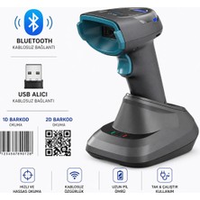 Netum Symble AK-T300BT 2d 1d Qr Bluetooth Kablosuz Standlı Barkod Okuyucu Bluetooth USB 2.4g Şarjlı Standlı